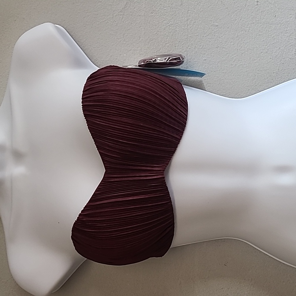 NEW women's medium 10 purple ruched swim bikini top strapless/halter bandeau H&M